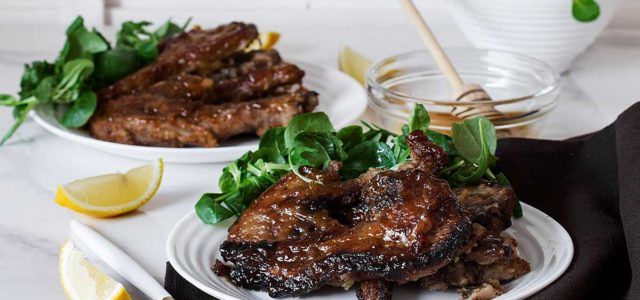 chuletas cordero ternasco de aragon a la miel con limon