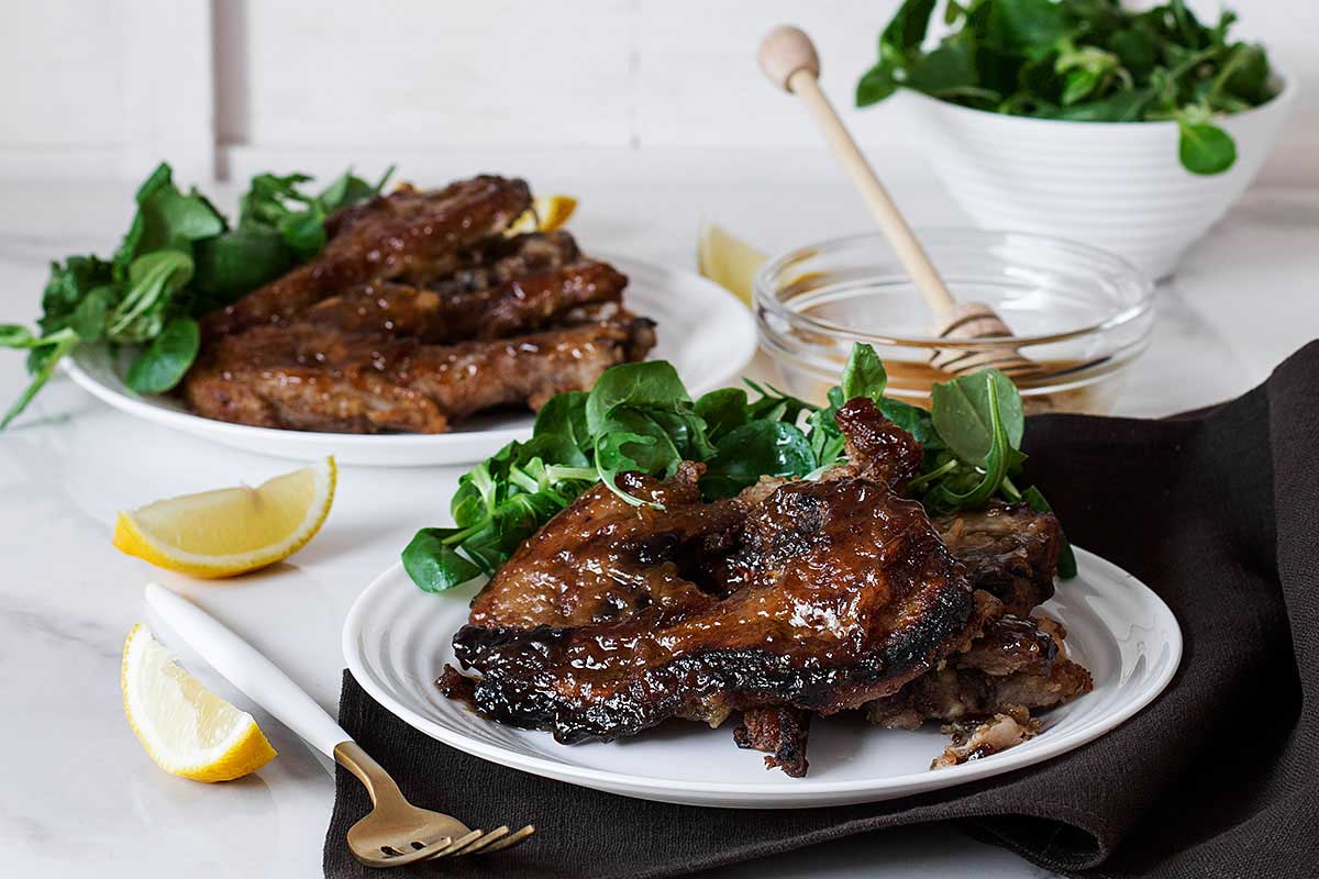 chuletas cordero ternasco de aragon a la miel con limon
