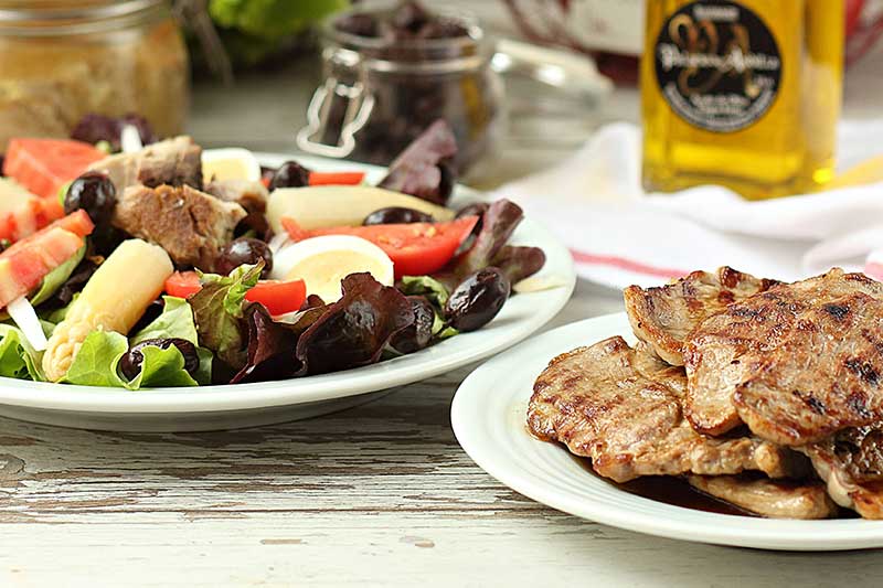 chuletas cordero ensalada ilustrada